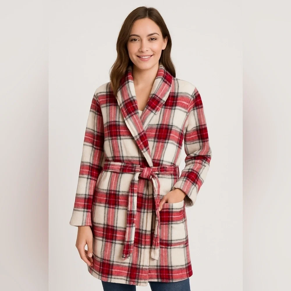 Pottery Barn | Cozy Plaid Winslow Robe Sz Medium